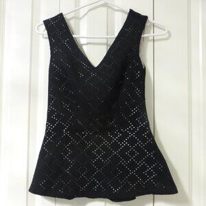 LE CHATEAU lined sleeveless black peplum top
